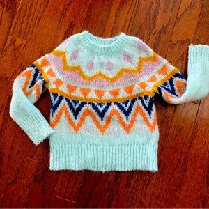 Fair Isle style fuzzy sweater